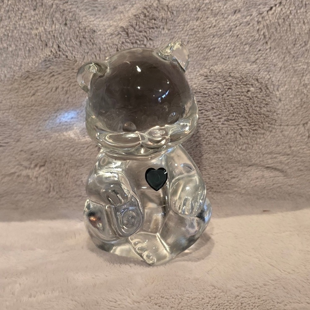 Vintage Fenton December Birth Stone Bear Clear Art Glass Seated Bear Figurine